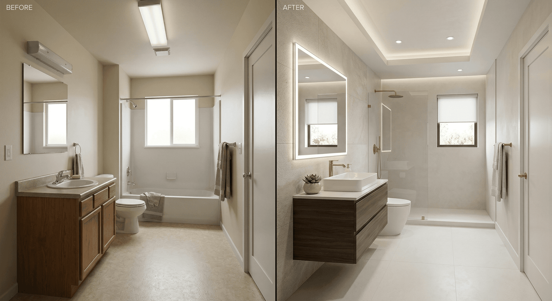 Bathroom remodel before and after