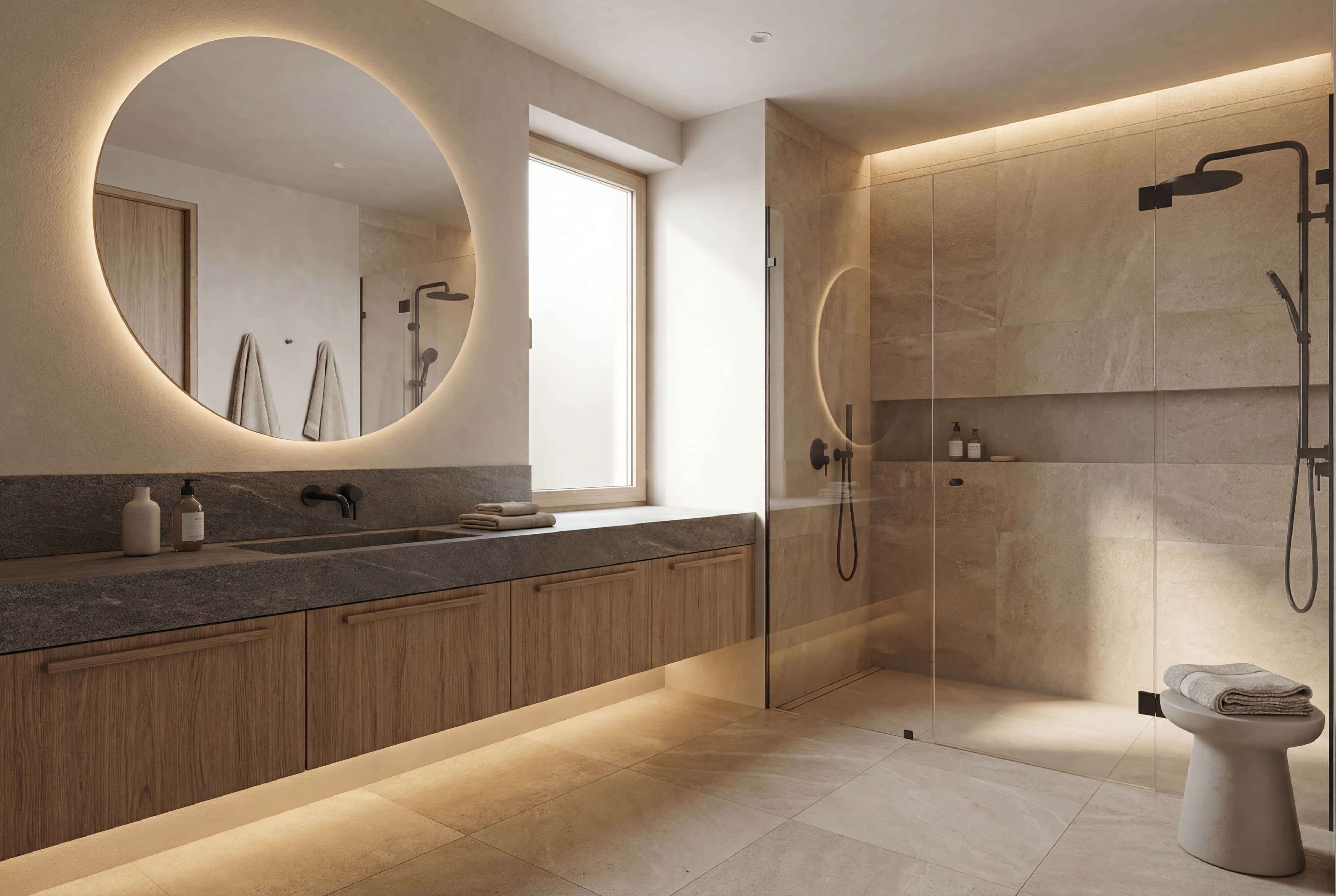 Architectural wireframe sketch on a tablet simulating room scanning