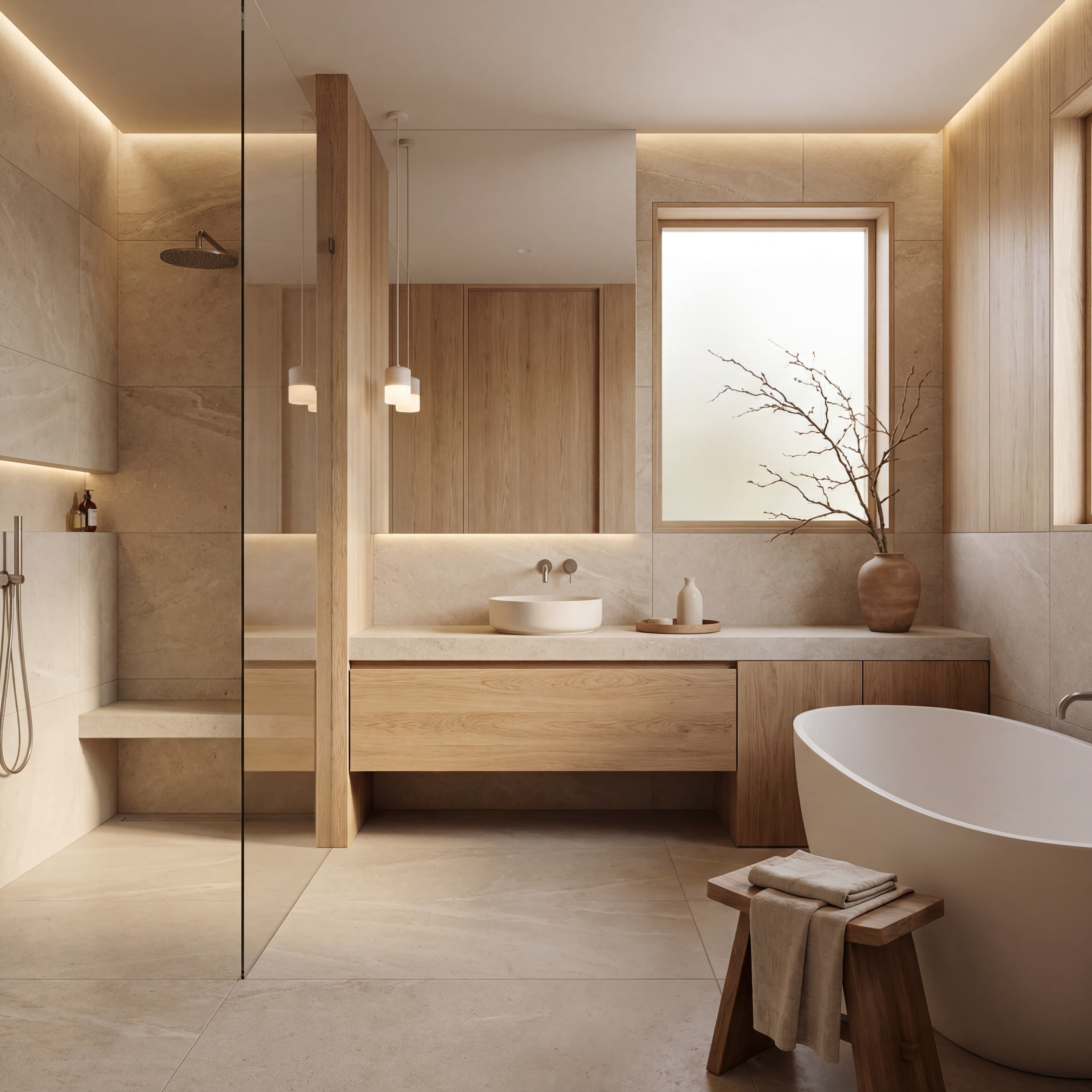 High-end modern architectural scene being designed through a professional digital interface