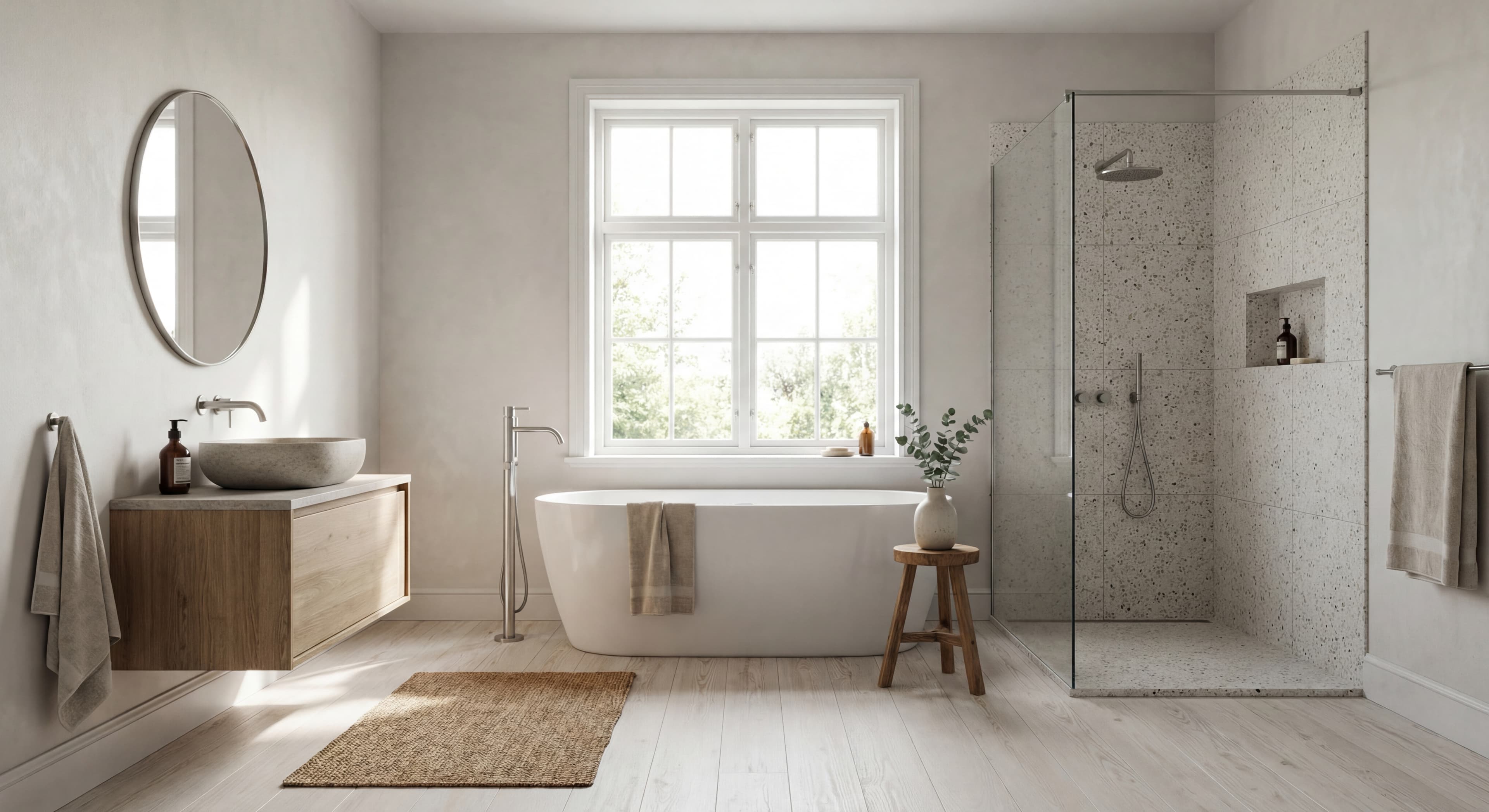Modern bathroom inspiration board image.