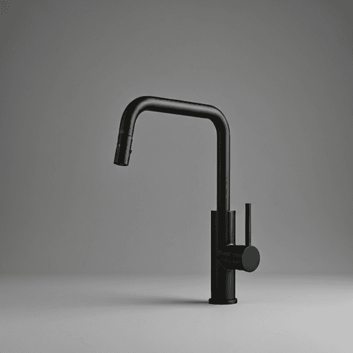 Modern matte black kitchen faucet.